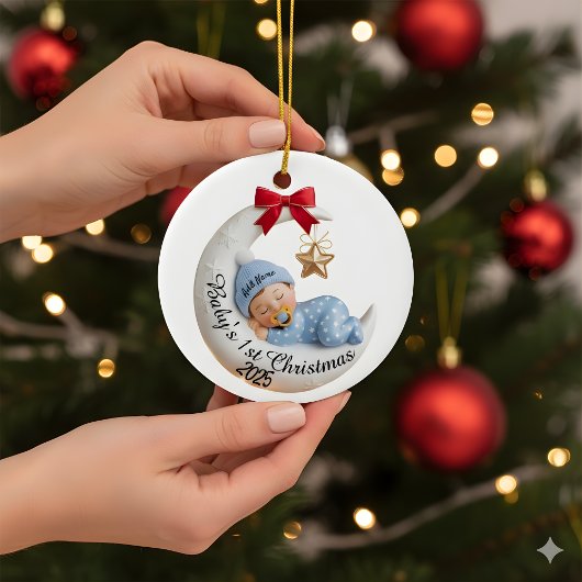 Baby's 1e Kerstmis 2025 Ornament | Slapende Maan