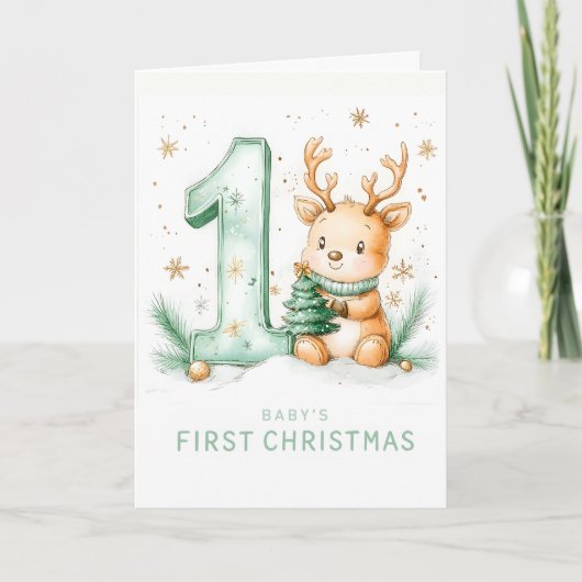 Baby's 1e Kerstmis Feestdagen Kaart (Voorkant)