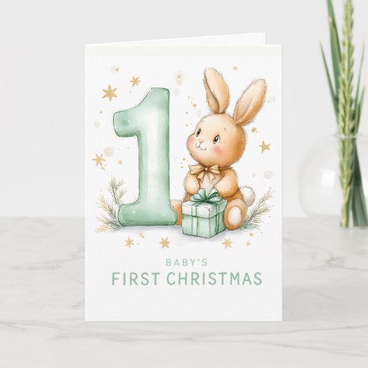 Baby's 1e Kerstmis Feestdagen Kaart (Voorkant)
