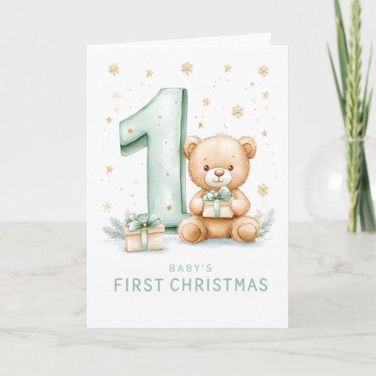 Baby's 1e Kerstmis Feestdagen Kaart (Voorkant)