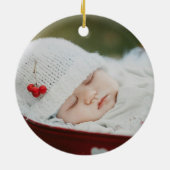 Baby's 1e Kerstmis Foto Eucalyptus Bessen Keramisch Ornament (Achterkant)