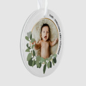 Baby's 1e Kerstmis gepersonaliseerde foto krans Ornament (voorkant)