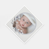 Baby's 1e Kerstmis Grijze Botanische Foto Keepsake Servet (Hoek)