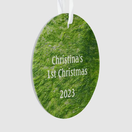 Baby's 1e Kerstmis Groen Zee Moss Natuur Gift Ornament (voorkant)