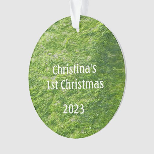 Baby's 1e Kerstmis Groen Zee Moss Natuur Gift Ornament (voorkant)