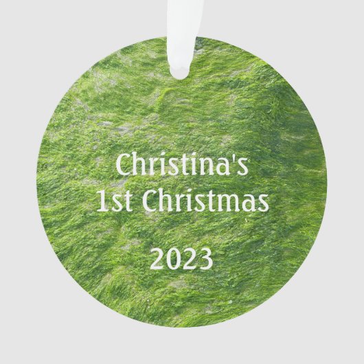 Baby's 1e Kerstmis Groen Zee Moss Natuur Gift Ornament (voorkant)