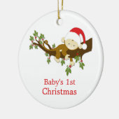 Baby's 1e Kerstmis Kleine Monkey Holly Foto Keramisch Ornament (Links)