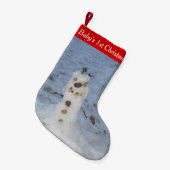 Baby's 1e Kerstmis Leuke Kleine Natuur Sneeuwman Kerstsok (Voorkant (Hangend))