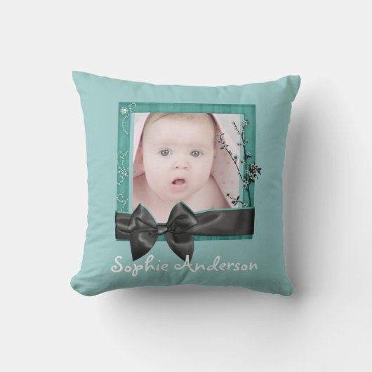 Babys 1e Kerstmis nieuwe Baby Foto Kussen (Voorkant)