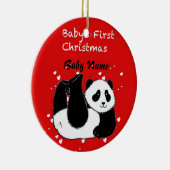 Baby's 1e Kerstmis Persoonlijke Baby Panda Beer Keramisch Ornament (Rechts)