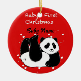 Baby's 1e Kerstmis Persoonlijke Baby Panda Beer Keramisch Ornament