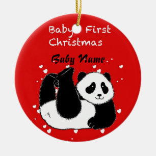 Baby's 1e Kerstmis Persoonlijke Baby Panda Beer Keramisch Ornament