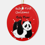Baby's 1e Kerstmis Persoonlijke Baby Panda Beer Keramisch Ornament (Links)