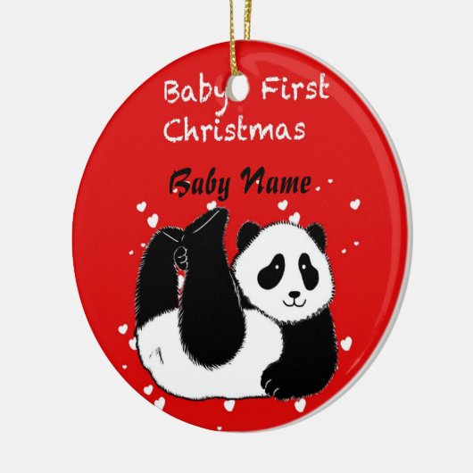 Baby's 1e Kerstmis Persoonlijke Baby Panda Beer Keramisch Ornament (Links)