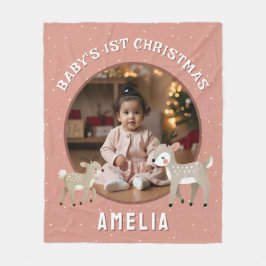 Baby's 1e Kerstmis Rendier Aandenken Foto Fleece Deken