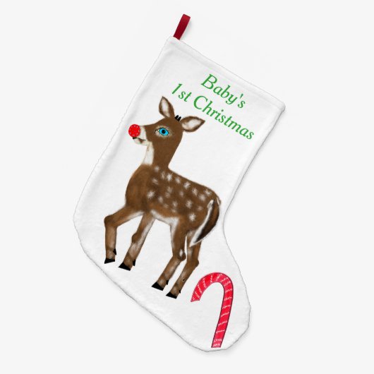 Baby's 1e Kerstmis rendieren Grote Kerstsok (Voorkant (Hangend))