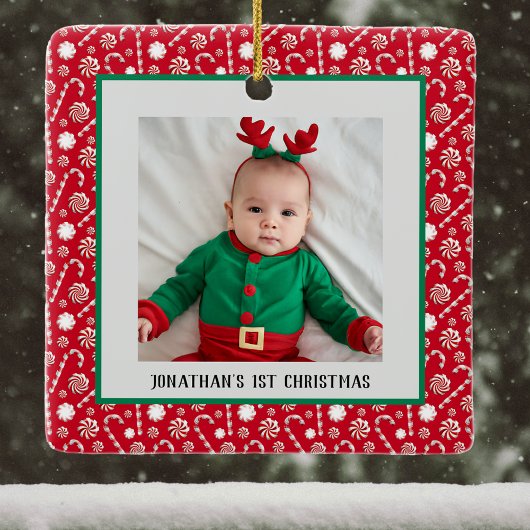Baby's 1e Kerstmis Rode pepermunt Candy Canes Keramisch Ornament