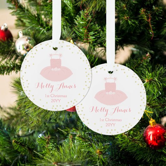 Baby's 1e Kerstmis Roze & Gouden Tutu Ornament