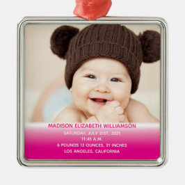 Baby's 1e Kerstmis Roze Keepsake Foto Metalen Ornament
