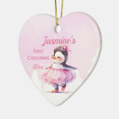 Baby's 1e Kerstmis Roze Pinguïn Ballerina Keramisch Ornament (Links)