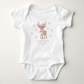 Baby's 1e Kerstmis Roze Rendier Bos Romper (Voorkant)