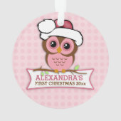 Baby's 1e Kerstmis Roze Uil Ornament (achterkant)