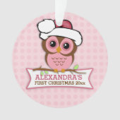Baby's 1e Kerstmis Roze Uil Ornament (voorkant)