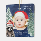 Baby's 1e Kerstmis Santa Raccoon Keramisch Ornament (Links)
