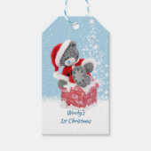Baby's 1e Kerstmis, Santa Teddy Bear Cadeaulabel (Voorkant)