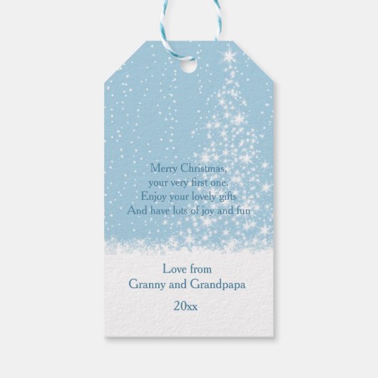 Baby's 1e Kerstmis, Santa Teddy Bear Cadeaulabel (Achterkant)