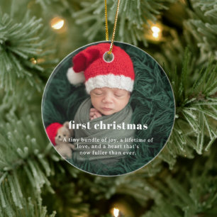 Baby's 1e Kerstmis   Sentimenteel Foto-oudheden  Keramisch Ornament