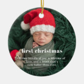 Baby's 1e Kerstmis | Sentimenteel Foto-oudheden Keramisch Ornament (Voorkant)