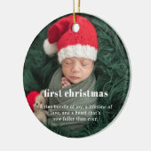 Baby's 1e Kerstmis | Sentimenteel Foto-oudheden Keramisch Ornament (Links)