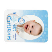 Baby's 1e Kerstmis Sneeuwman Custom Magneet (Horizontaal)