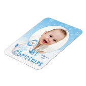 Baby's 1e Kerstmis Sneeuwman Custom Magneet (Linkerzijde)