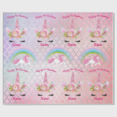 Babys 1e Kerstmis UNICORNS Sparkly Meisjes Genaamd Cadeaupapier (Vlak)