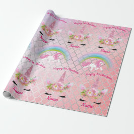 Babys 1e Kerstmis UNICORNS Sparkly Meisjes Genaamd Cadeaupapier