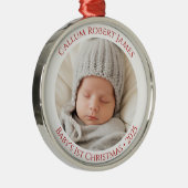 Baby's 1e Kerstnaam & Jaar Foto Ornament (Rechts)