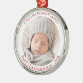 Baby's 1e Kerstnaam & Jaar Foto Ornament (Links)