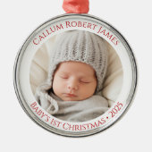 Baby's 1e Kerstnaam & Jaar Foto Ornament (Voorkant)