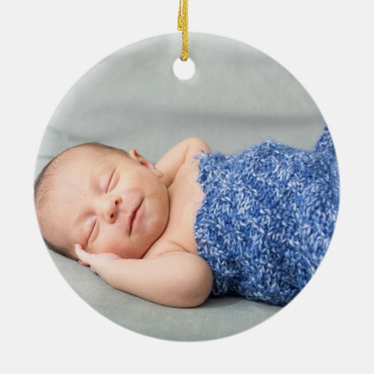 Baby's 1e Kerstvakantie Blue Botanical Keramisch Ornament (Achterkant)