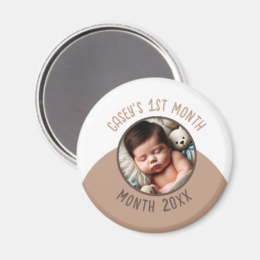 Baby's 1e maand Custom Photo Naam en jaar toevoege Magneet (Voorkant / Achterkant)
