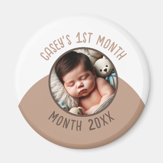 Baby's 1e maand Custom Photo Naam en jaar toevoege Magneet (Voorkant)