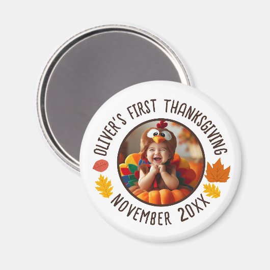 Baby's 1e Thanksgiving Custom Photo Herfst Leafs Magneet (Voorkant / Achterkant)