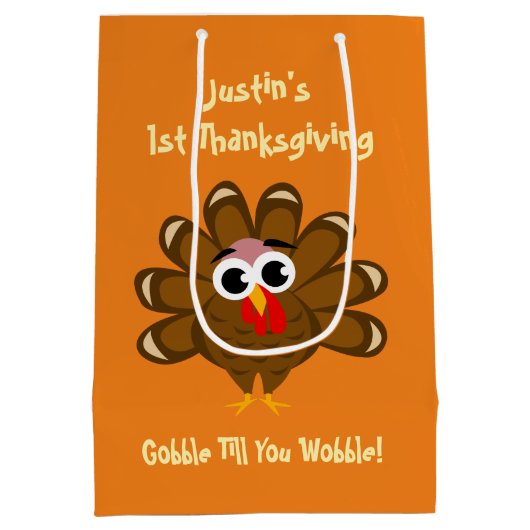 Baby's 1e Thanksgiving Dag op maat Medium Cadeauzakje (Achterkant)