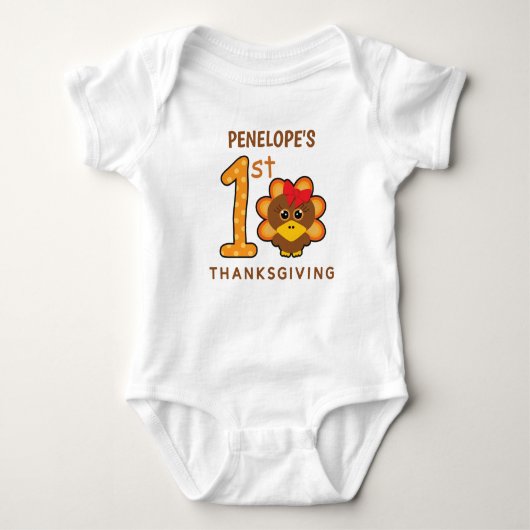 🦃 Baby's 1e Thanksgiving (meisje) Romper (Voorkant)