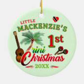 Baby's 1e Trini Kerstmis GROEN Keramisch Ornament (Achterkant)