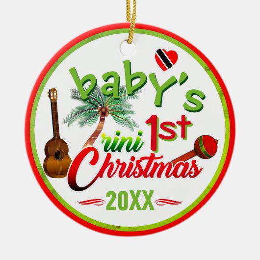 Baby's 1e Trini Kerstmis Keramisch Ornament (Voorkant)