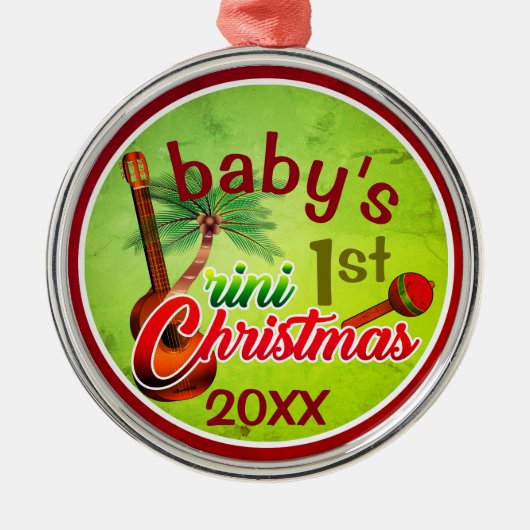 Baby's 1e Trini Kerstmis Metalen Ornament (Voorkant)
