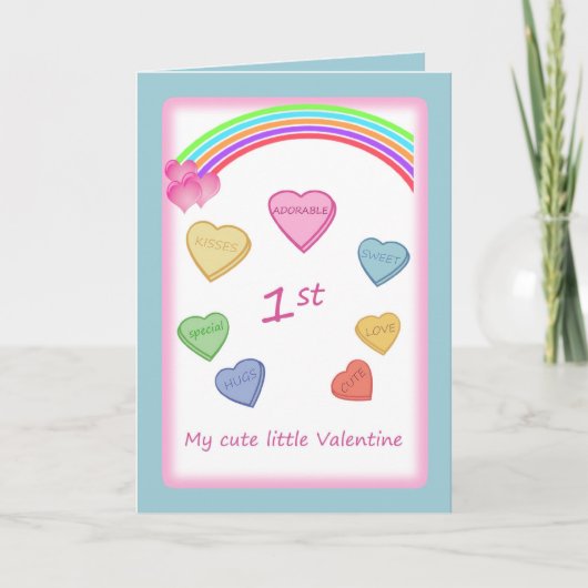 Baby's 1e Valentijn - Liefde harten en regenboog Feestdagen Kaart (Voorkant)